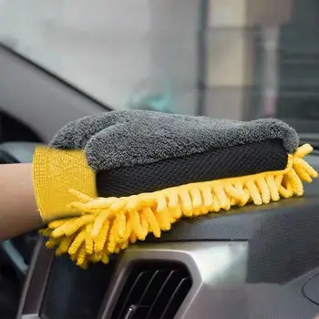 Перчатка для мытья автомобиля, Ультрамягкая Толстая Износостойкая двусторонняя перчатка из кораллового флиса, синель, для мытья автомобиля, для кухни