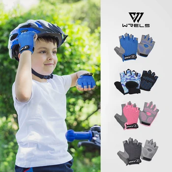 Перчатки для велоспорта на открытом воздухе с полупальцами для мальчиков и девочек, противоскользящие дышащие тонкие весенне-летние перчатки, снаряжение для езды на велосипеде
