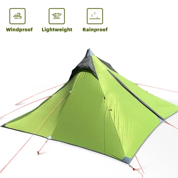 Пирамидальная палатка для 1-2 человек Сверхлегкая палатка для кемпинга 20D Водонепроницаемая Походная палатка для путешествий на открытом воздухе с дышащей сеткой внутри