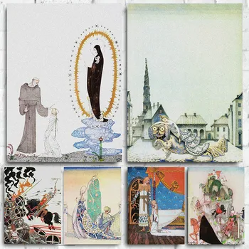 Плакат со сказками в стиле модерн, Дева Мария и принцесса, картина на холсте, Настенный художественный декор, картины для гостиной, украшения дома