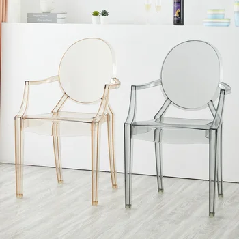 Пластиковый Прозрачный стул Nordic Living Room Оптовая Продажа Свадебных Обеденных Стульев С ручкой Мебель для апартаментов Sillas Para Comedor