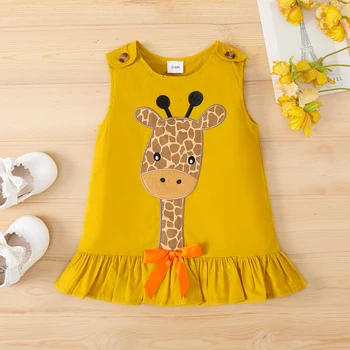 Платье-майка PatPat для девочки из 100% хлопка с вышивкой в виде жирафа