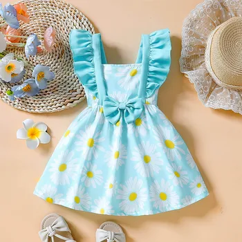 Платье с цветочным принтом для маленьких девочек, платье для больших девочек