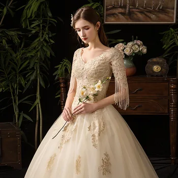Платья невесты, Торжественное Свадебное платье для новобрачных, Французское Шампанское для похудения, Большие кисточки H822