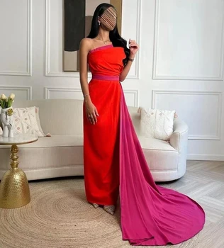 Платья-футляры контрастного цвета VD для выпускного вечера со съемным длинным шлейфом, вечерние платья без бретелек, специальные платья для вечеринок