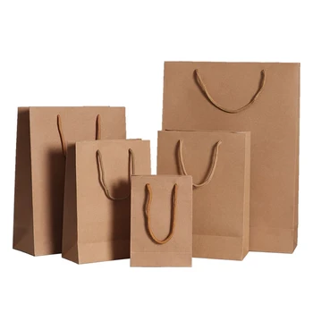 Подарочный пакет из крафт-бумаги, подарочный пакет с ручкой, маленький бумажный пакет, подарок для вечеринки, сумка для покупок, коричнево-белая сумка, сумка для упаковки DIY, бумажный пакет для упаковки