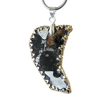 Подвеска из оливкового метеорита Brenham, образец натурального метеорита, ожерелье из оливкового метеорита-TB199