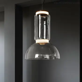 Подвесные светильники со светодиодным абажуром из скандинавского стекла, черный минималистичный декор для гостиной, люстра для столовой, светильник для домашнего дизайна