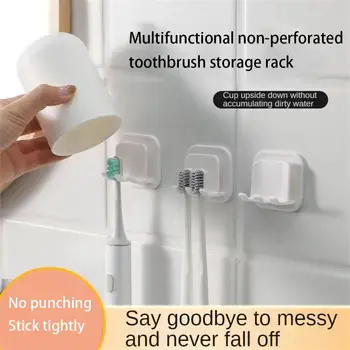 Подставка для хранения зубных щеток, Пластиковый держатель для зубных щеток, Настенное крепление, Подвесной Крючок, Ванная Комната, Туалет, Спальня Для хранения