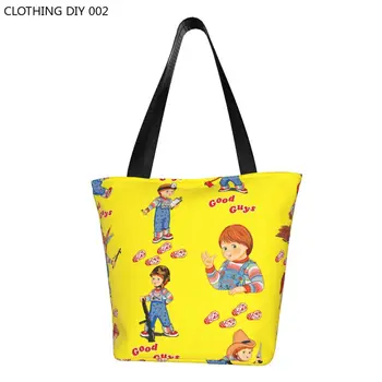 Пользовательские мультяшные хорошие парни, кукла Чаки, холщовые сумки для покупок, женские портативные продуктовые Детские игровые сумки для покупок