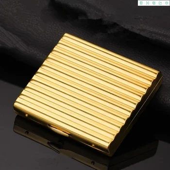 Портативный высококачественный Латунный металлический портсигар Wave Mini Box Серебристо-золотистого цвета, портсигар-держатель для 20 сигарет