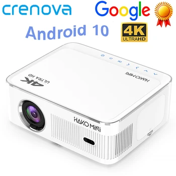 Проектор CRENOVA HAKOmini Встроенный Full HD 1080P Android 10 Wifi Сертификаты Google Видео для домашнего кинотеатра с разрешением 4K светодиодные проекторы