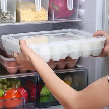 Прозрачный ящик для хранения яиц на 34 сетки, лоток для яиц для холодильника, противоскользящий дом для холодильника