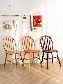 Происхождение: Скандинавский обеденный стул из массива дерева Виндзор, японский простой дугообразный стул со спинкой, белый дуб, домашний стул для отдыха