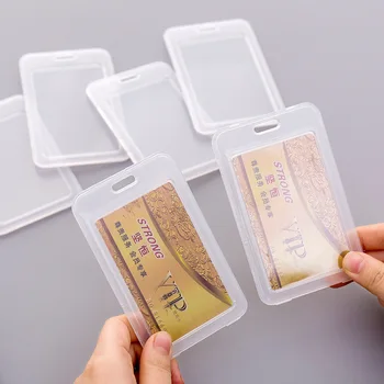 Простая прозрачная пластиковая обложка для именной карточки, держатель для банковских карт, держатель для фотокарточек, канцелярские принадлежности