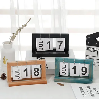 Простой деревянный настольный календарь, ручной откидной настольный календарь, Декоративное оформление, креативный подарок, украшение офиса, мебель для кабинета