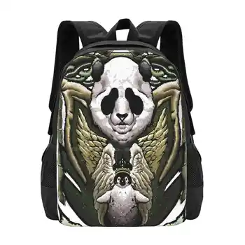 Пушистая панда и ангельский пингвин. Школьные сумки, рюкзак для ноутбука, медведь панда, животное в виде пингвина, лесные крылья, Ангел пушистый