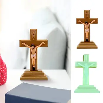 Религиозный настольный крест, стоящее распятие, Декоративный светящийся в темноте крест для католического декора Для католического декора, домашнего декора