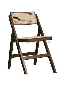 Ретро Складной стул из массива дерева, Старинный обеденный стул, плетеный из ротанга, кабинет, кофейня, деревянный стул из ротанга, табурет в японском стиле
