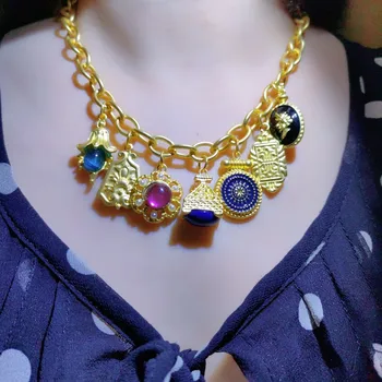 Ретро Французское Золотое ожерелье с толстыми ключицами, цепочка для свитера Geomertry для женщин, ювелирные подарки 2023, новинки Европы и Америки