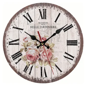 Ретро-часы в европейском стиле, креативные деревянные часы, декоративные Круглые настенные часы для гостиной и спальни, 1 шт. 30 см