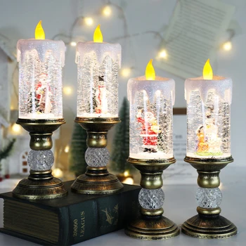 Рождественские подсвечники, электрические светодиодные хрустальные мерцающие беспламенные свечи для украшения комнаты, принадлежности для вечеринок, подсвечники