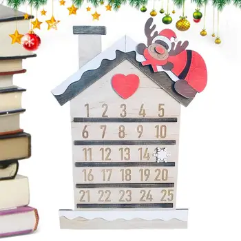Рождественский 24-дневный подвесной Адвент-календарь Красный и белый Санта-Клаус, дизайн в виде снежинки Лося, деревянное украшение для обратного отсчета Рождества