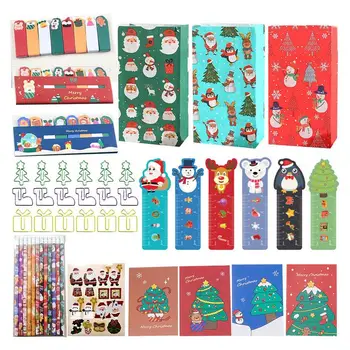 Рождественский набор ластиков для карандашей, набор детских канцелярских принадлежностей, Подарочная коробка, многоцветные канцелярские принадлежности для детского сада, Призы