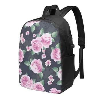Розовый узор в виде цветка Розы, школьный рюкзак большой емкости, ноутбук, Модный Водонепроницаемый Регулируемый спортивный рюкзак для путешествий