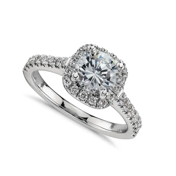 Роскошные Блестящие Квадратные Хрустальные Свадебные кольца для женщин Серебристого цвета, Классическое кольцо для невесты, ювелирные изделия, подарок жене на Годовщину свадьбы