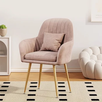 Роскошные Современные Обеденные стулья с золотыми ножками, Удобные минималистичные Стулья для взрослых, Одноместная Розовая мебель для салона Fauteuil