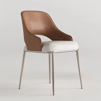 Роскошные обеденные стулья, Итальянское кожаное кресло со спинкой, кресло для отдыха в ресторане, современная мобильная мебель индивидуального дизайна