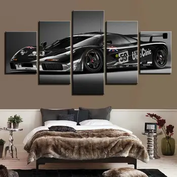 Роскошный Черный автомобиль Lamborghini, отпечатки на холсте, Настенное искусство, Домашний декор, 5 панелей, HD-печать, Плакат Без рамок, Декор комнаты