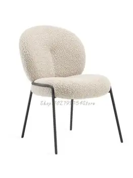 Роскошный обеденный стул Nordic Light, современный простой дизайн, стул с откидной спинкой, итальянский минималистичный туалетный столик из кашемира ягненка