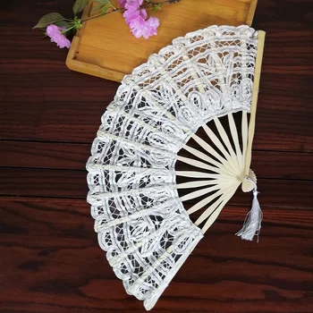 Ручной Складной Веер с вышивкой Из китайской бамбуковой кружевной ткани Ручной Веер в стиле ретро для Свадебной вечеринки, выпускного вечера, подарка для художественных работ, украшения дома