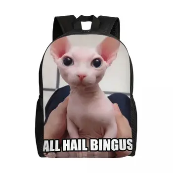 Рюкзак для ноутбука All Hail Bingus Для мужчин и женщин, базовая сумка для книг для студентов колледжа, забавные сумки-мемы с кошками-сфинксами