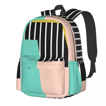 Рюкзак с абстрактным цветным блоком, принтом в полоску, Университетские рюкзаки, мужские дизайнерские школьные сумки с принтом, Модный рюкзак