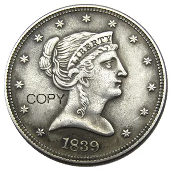 США 1839 года с рисунком в полдоллара задом наперед, Посеребренная копировальная монета