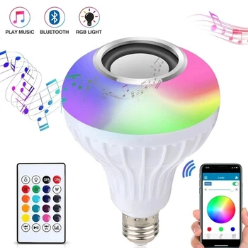 Светодиодная Лампа Bluetooth Smart Bulb E27 Bluetooth Динамик Музыкальная Лампа Smart Lamp Лампа с Регулируемой Яркостью 12 Вт Music RGB Decor Light