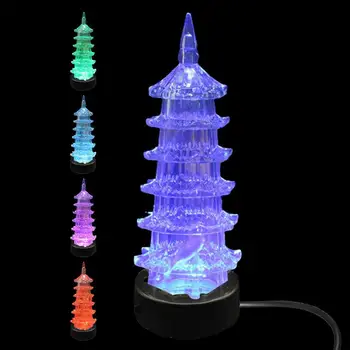 Светодиодный Аквариумный светильник в форме Пагоды, Красочный Подводный светильник, Аквариумные украшения, светящиеся в темноте для фонтана, пруда, аквариума