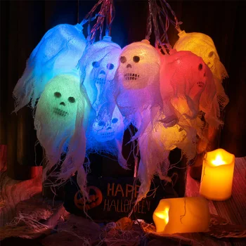 Светодиодный декоративный светильник-скелет для Хэллоуина, Марлевый скелет, украшение Дома с привидениями для внутреннего и наружного использования