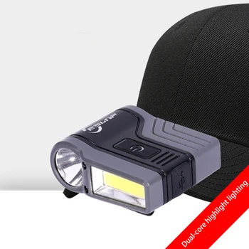 Светодиодный колпачок с зажимом для шляпы, фара, умный датчик волны, водонепроницаемая вращающаяся рыболовная кепка, лампа для зарядки через USB, головной фонарь для улицы