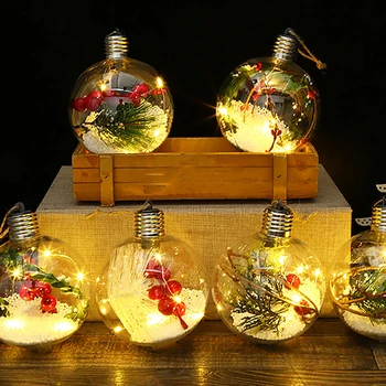 Светодиодный прозрачный Рождественский шар, светящиеся сказочные огни, Рождественская елка, подвесные украшения, Рождественские подарки, Navidad, Новогодние украшения