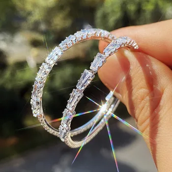 Серьги-кольца с блестками 925 пробы для женщин с бриллиантами, оригинальные сертифицированные ювелирные изделия роскошного качества, тренд 2023 года, модный для девочек муассанит