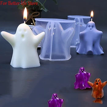 Силиконовая форма для свечи-призрака на Хэллоуин, Ароматерапевтическая штукатурка ручной работы, украшения из смолы, сделанные для праздничных вечеринок, Декоративные подарки