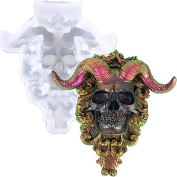 Силиконовая форма с козлиным черепом на Хэллоуин, украшение для домашней стены и двери ручной работы, формы из эпоксидной смолы
