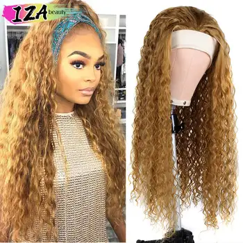 Синтетический Кудрявый парик-повязка на голову IZA, Длинные Вьющиеся Органические парики с повязкой на голову для чернокожих женщин, Модный парик с волнистыми завитками Омбре