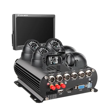 Система камер видеонаблюдения с 8-канальным 4G WiFi GPS 1080P AHD HDD мобильным видеорегистратором, 7-дюймовым монитором VGA и 6 водонепроницаемыми камерами