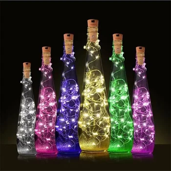 Сказочный светильник, украшение для свадьбы, Рождественской вечеринки, 10шт Пробка для бутылки из стекла, медная проволока, гирлянда, светодиодная лампа для бутылки вина