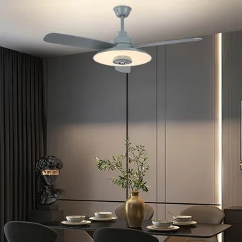 Скандинавская вентиляторная лампа Домашняя спальня Столовая Люстра с электрическим вентилятором Простая гостиная Встроенные потолочные вентиляторы с Bluetooth